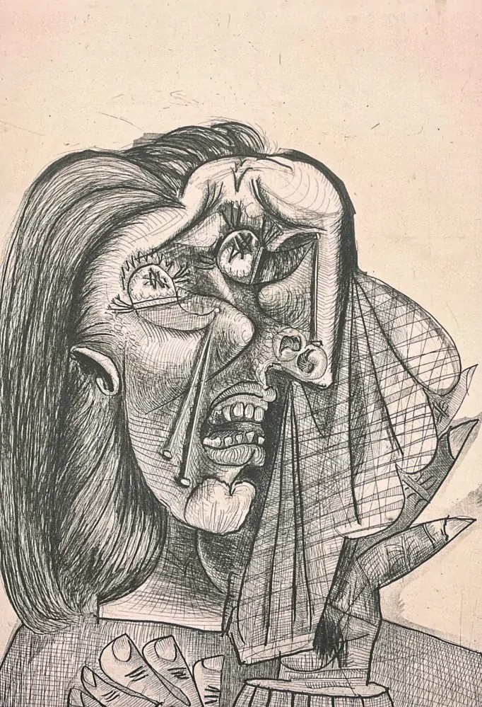 Pablo Picasso - The weeping woman in black 29/250 - signováno, 28.5x38 cm