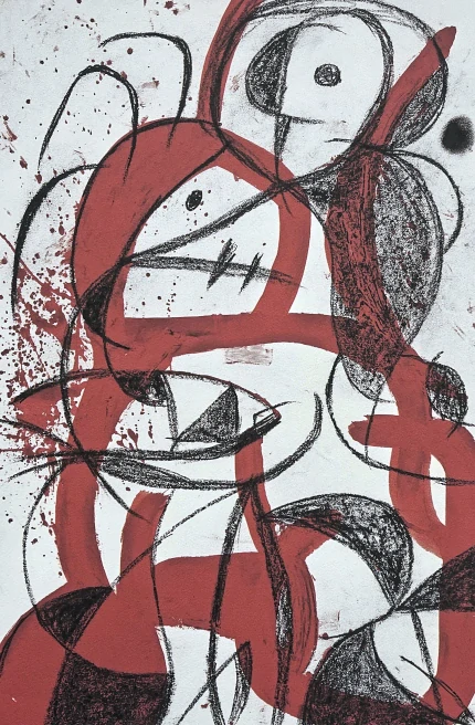 Joan Miró - Untitled red and white 9/150 - limitovaná edice s certifikátem, signováno, 56x76cm