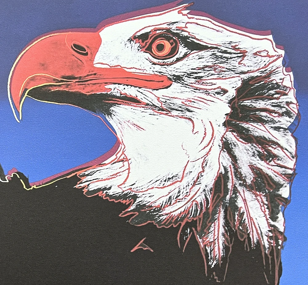 Andy Warhol - Bald Eagle modrý x/2400 - 60x60cm, limitovaná edice CMOA s certifikátem