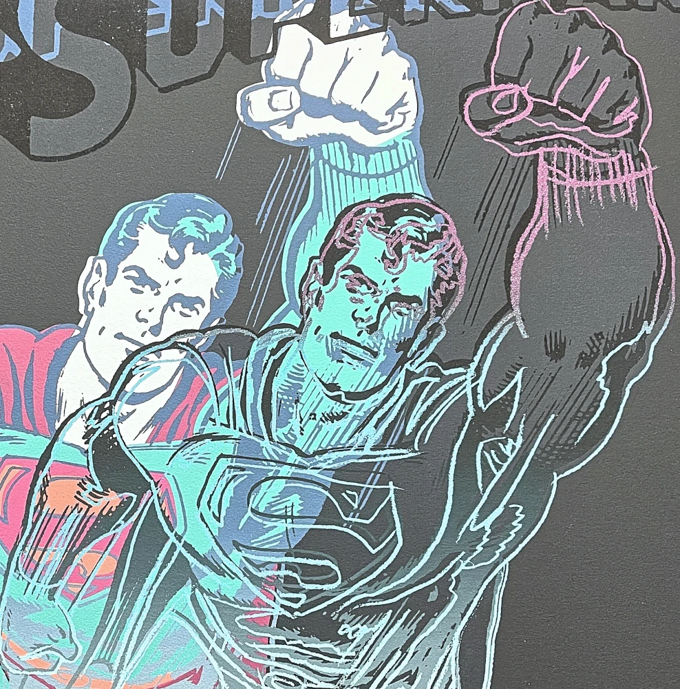 Andy Warhol - Superman tyrkysovo-růžový 82/2400 - 60x60 cm, limitovaná edice CMOA s certifikátem