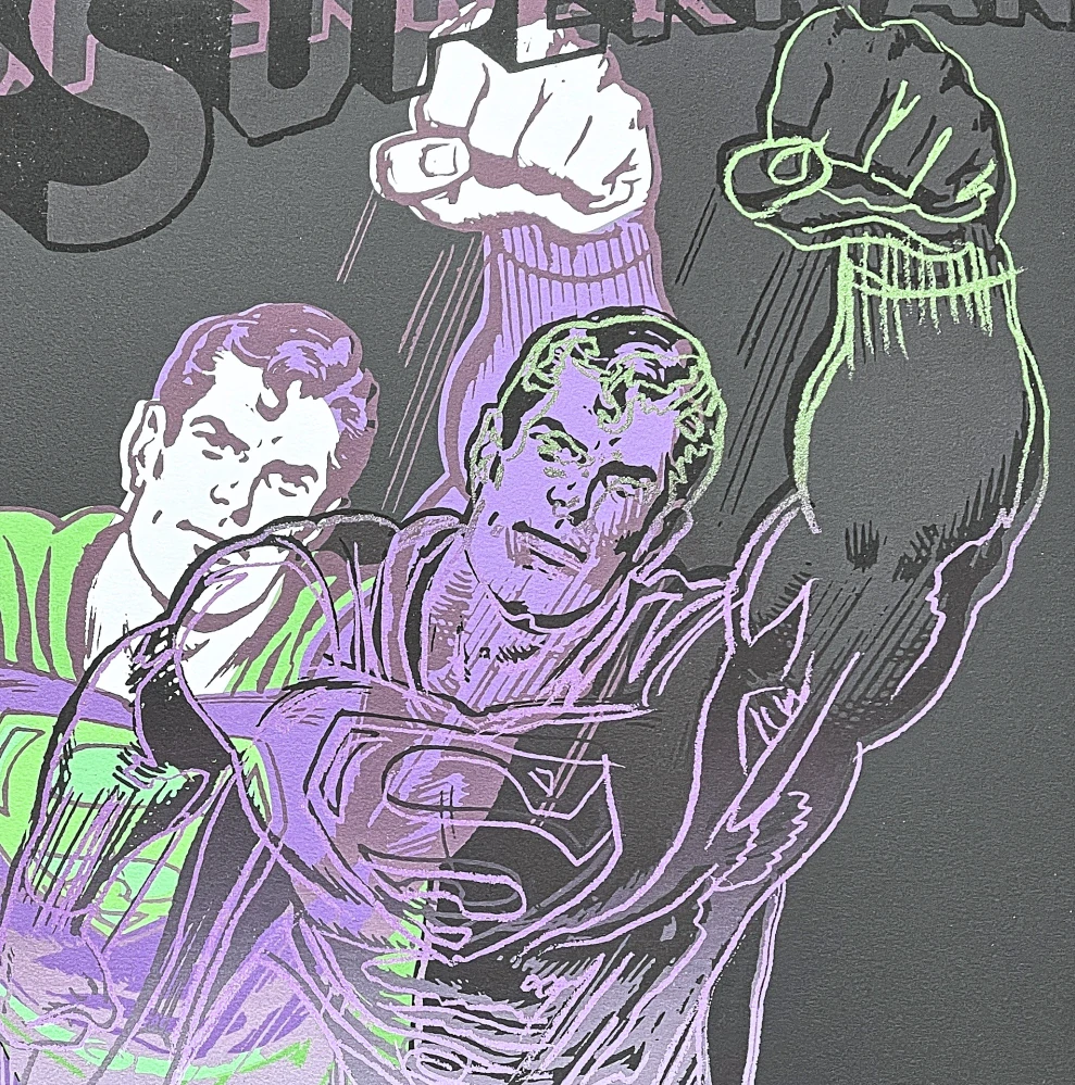 Andy Warhol - Superman fialový 35/2400 - 60x60 cm, limitovaná edice CMOA s certifikátem