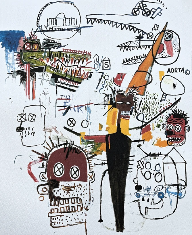Jean-Michel Basquiat - Heads and Aligator 211/300 - limitovaná edice, signováno, 50x70cm