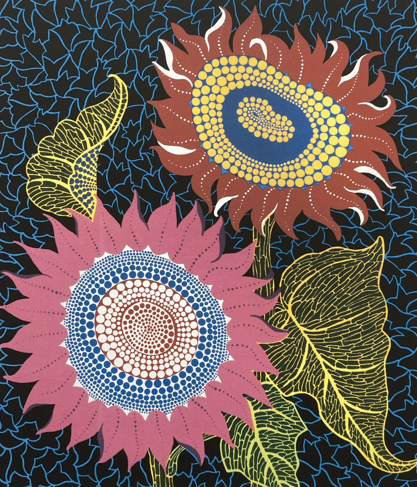 Yayoi Kusama - Sunflowers 73/500 - signováno, číslovaná edice, 50x65 cm