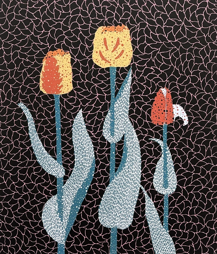 Yayoi Kusama - Tulips 65/500 - signováno, číslovaná edice, 50x65 cm