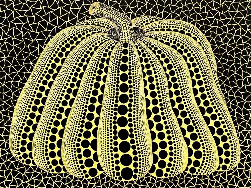 Yayoi Kusama - Yellow pumpkin on black III x/500 - signováno, číslovaná edice, 65x50 cm
