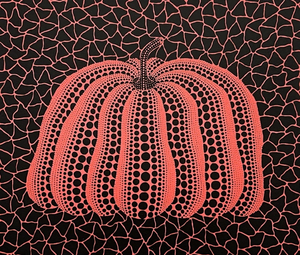 Yayoi Kusama - Red pumpkin on black x/500 - signováno, číslovaná edice, 65x50 cm