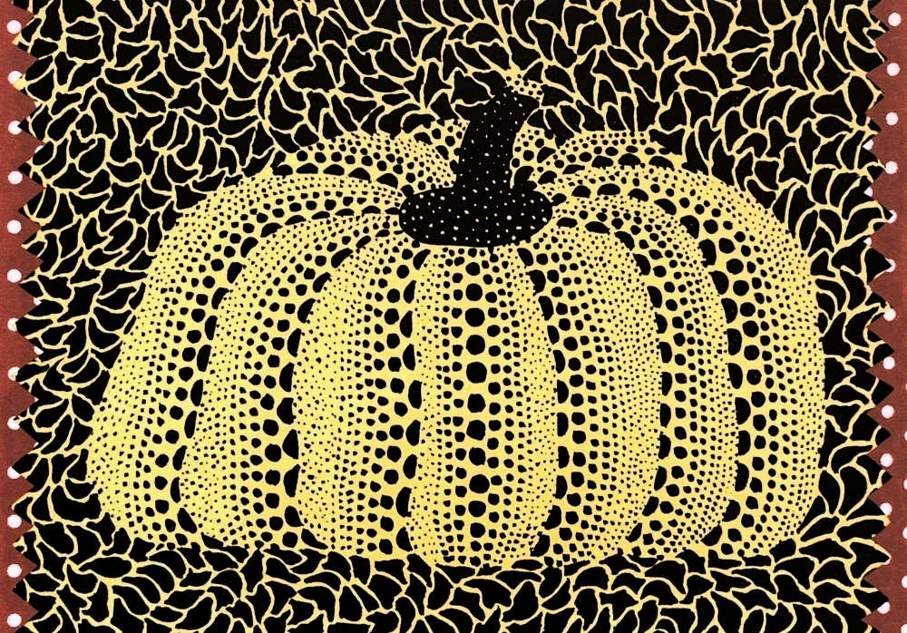 Yayoi Kusama - Yellow pumpkin with red stripes x/500 - signováno, číslovaná edice, 65x50 cm