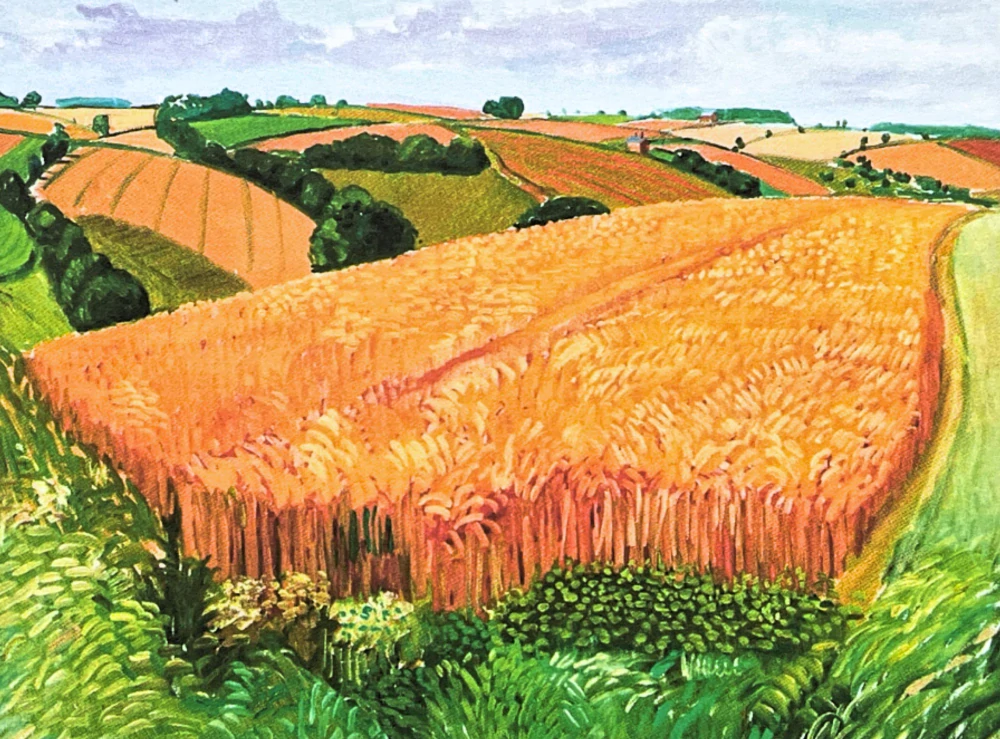 David Hockney - A bigger field with trees 104/500 - limitovaná edice s certifikátem, 50x35 cm
