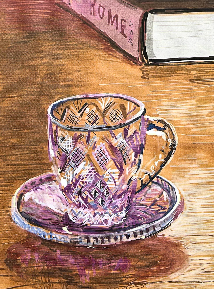 David Hockney - Glass cup 245/500 - limitovaná edice, s certifikátem, 35x50 cm