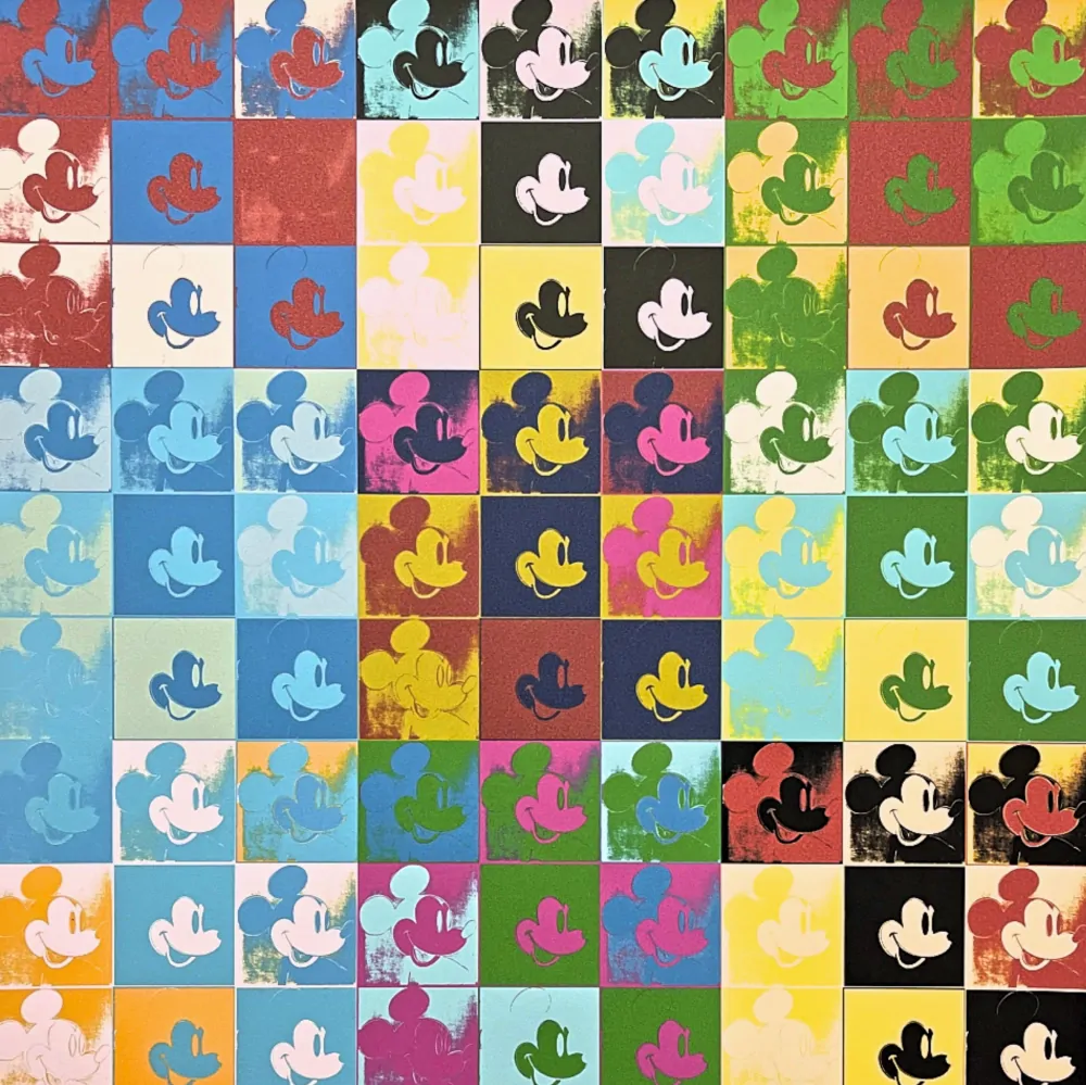Andy Warhol - Mickey Mouse barevná koláž 67/100 - edice Leo Castelli s certifikátem
