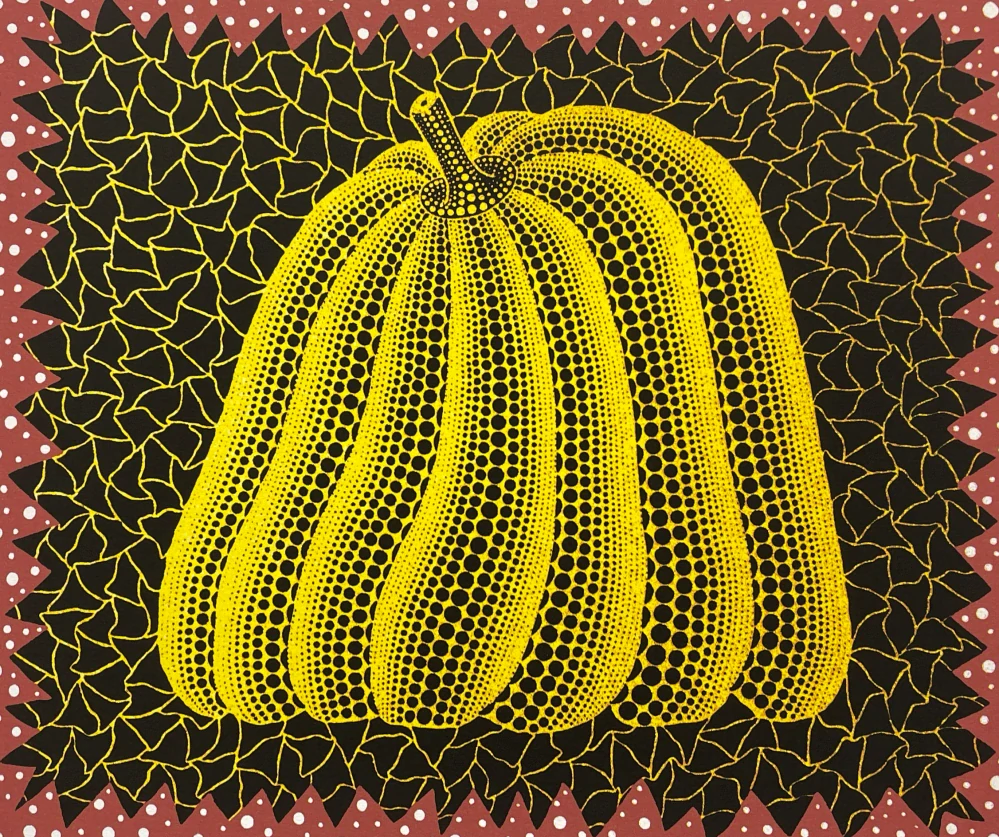 Yayoi Kusama - Yellow pumpkin with red stripes II x/500 - signováno, číslovaná edice, 65x50 cm