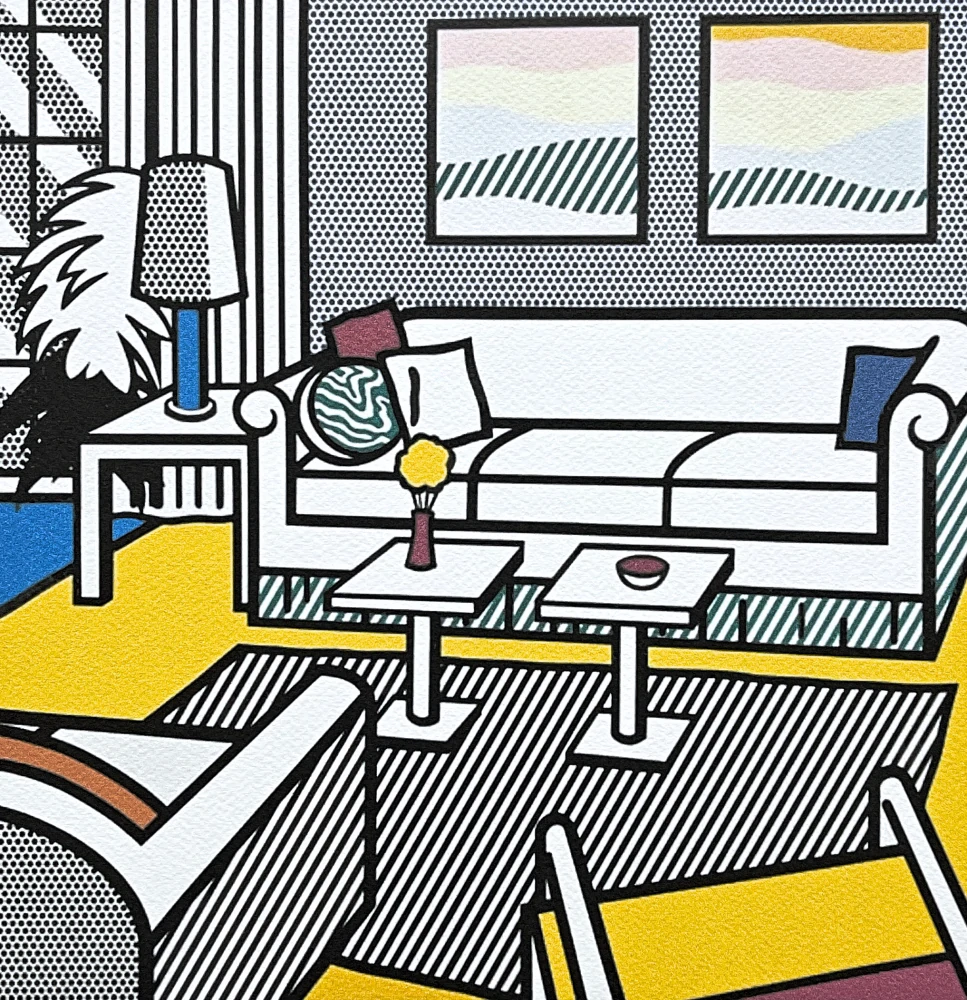 Roy Lichtenstein - Interior with Restful paintings - signováno, 35x50cm, limitovaná edice 40/150