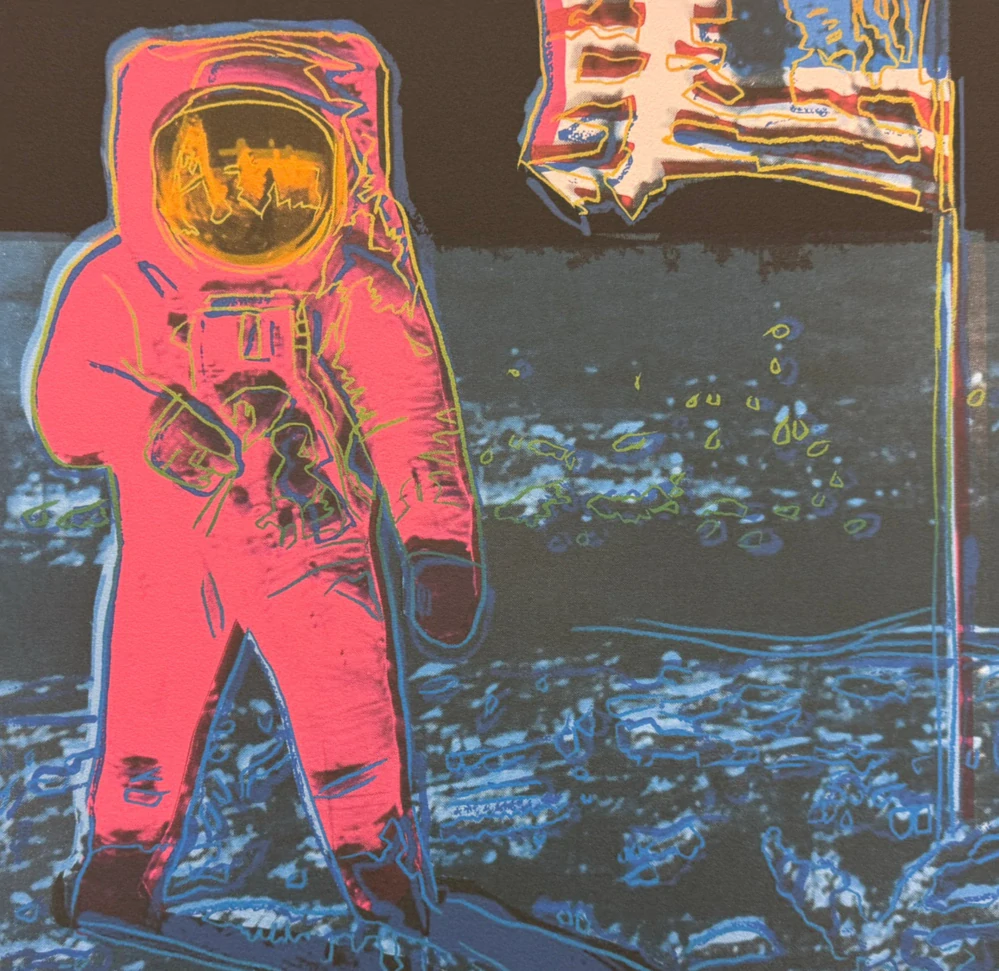 Andy Warhol - Moonwalk tmavě-modro-čevená 235/2400 - 60x60cm, limitovaná edice CMOA s certifikátem