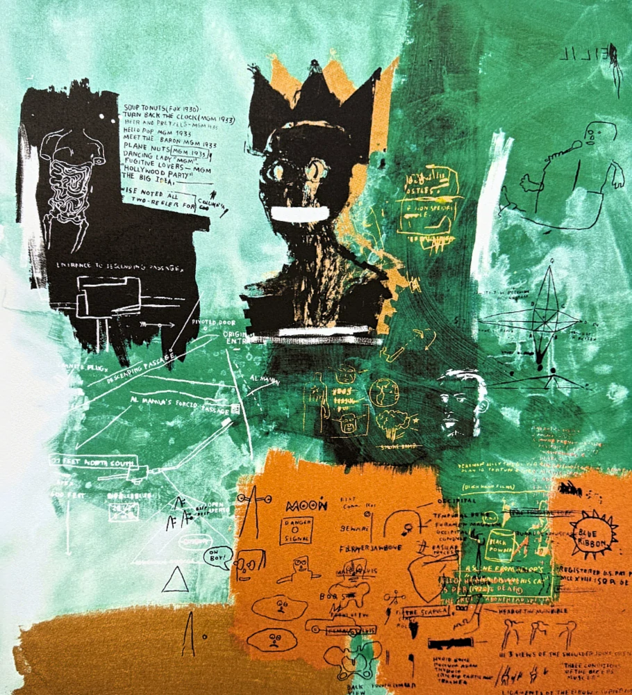 Jean-Michel Basquiat - Blue Ribbon 231/300 - limitovaná edice, signováno, 70x50cm
