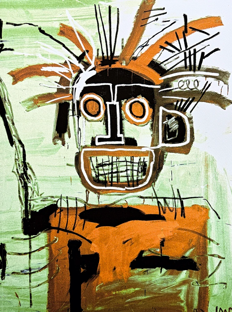 Jean-Michel Basquiat - Head in gold 138/300 - limitovaná edice, signováno, 50x70cm