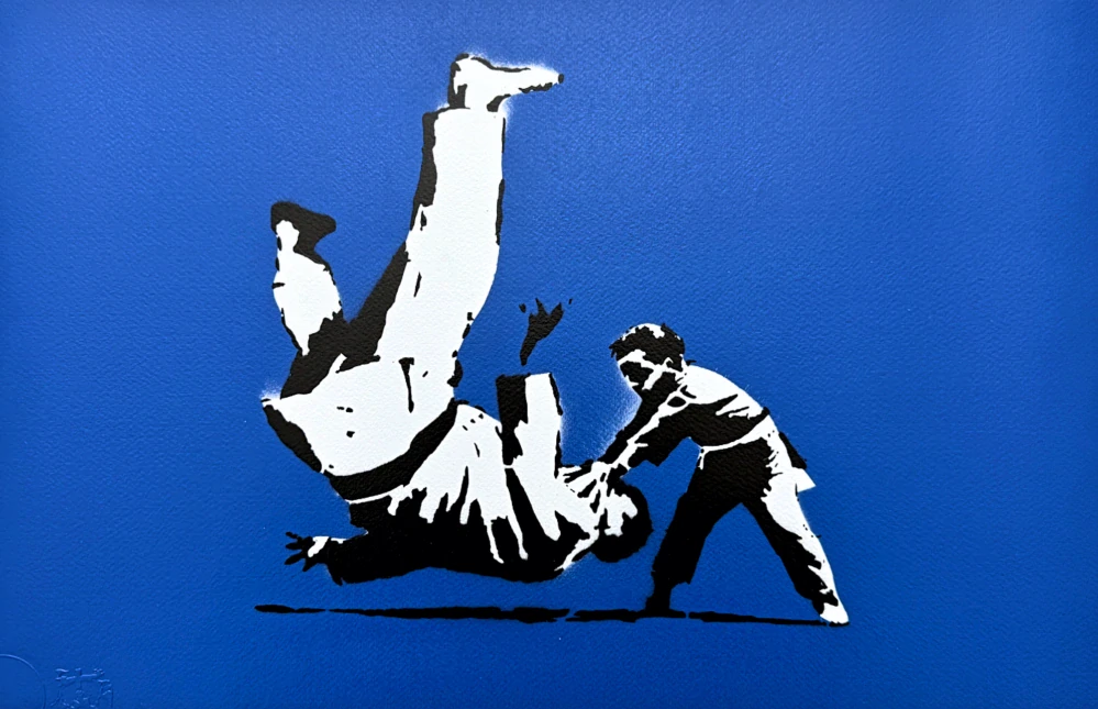BANKSY/NOT BANKSY - Putin Heavyweight blue 10/20 - originální ručně stříkaný sprej na papíře