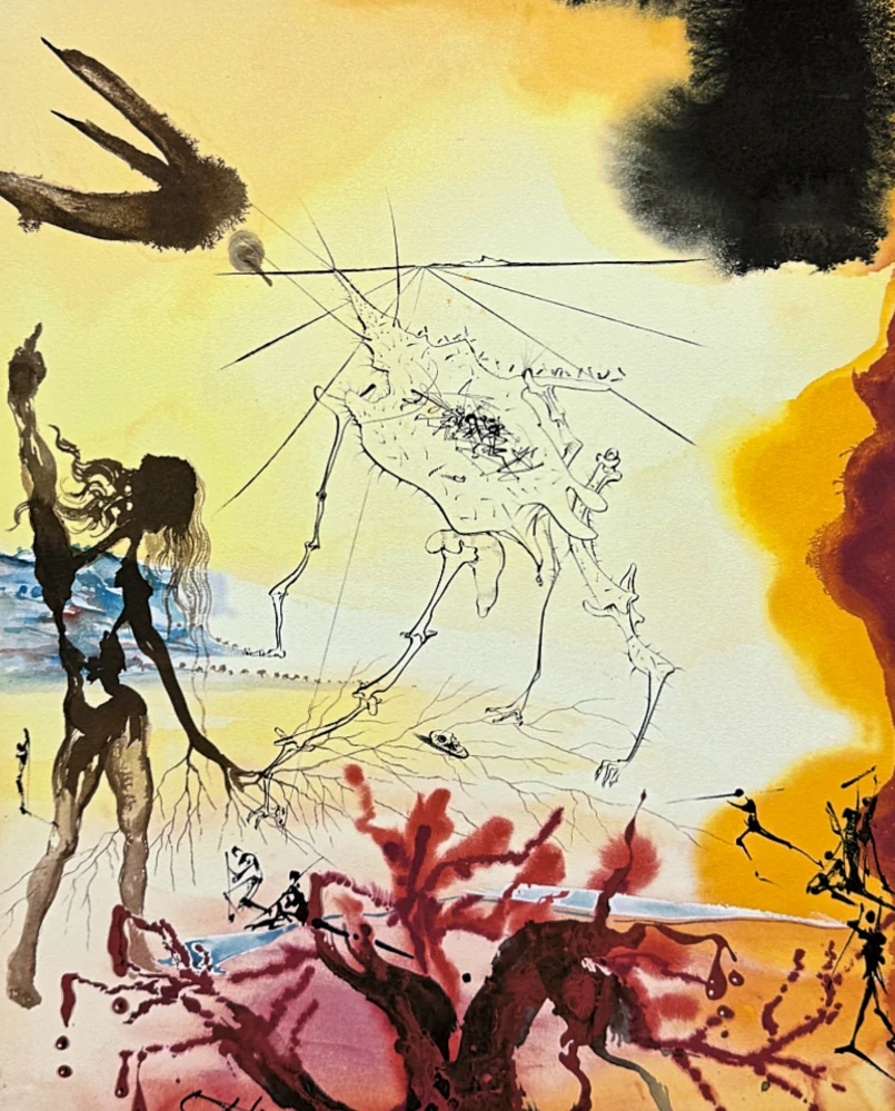 Salvador Dalí - La Famine - signováno, limitovaná edice, 50x66cm
