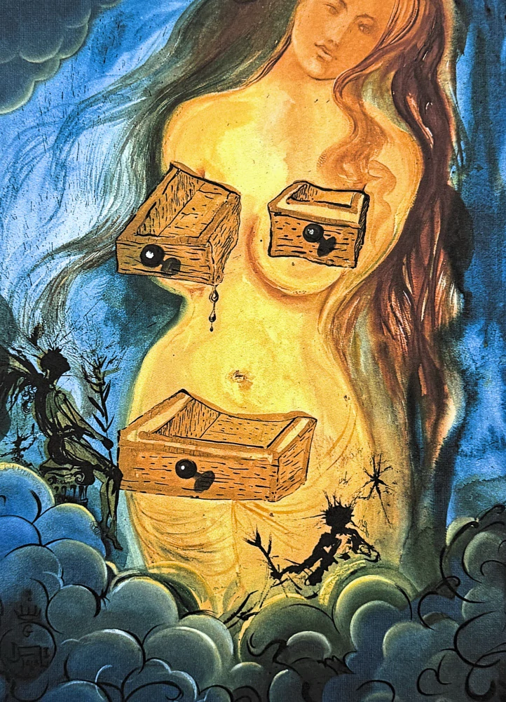 Salvador Dalí - Woman with Drawers - signováno, limitovaná edice, 50x66cm