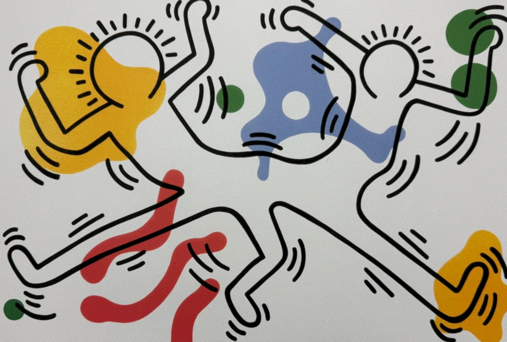 Keith Haring - Untitled Three Dancing Figures x/150 - signováno, limitovaná edice s certifikátem, 50x70 cm