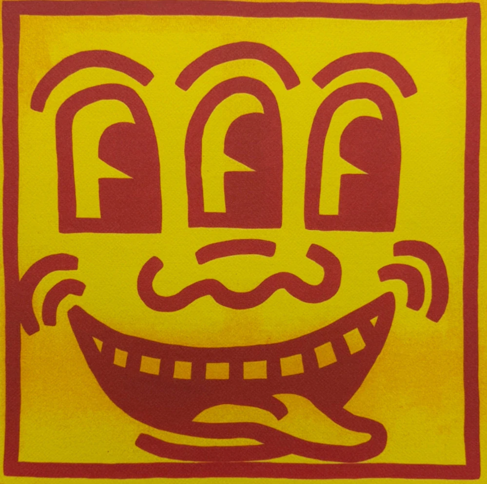 Keith Haring - Three Eyed Smiling Face x/150 - signováno, limitovaná edice s certifikátem, 70x50 cm