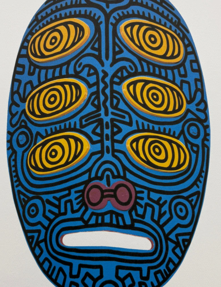 Keith Haring - Six Eyed Mask x/150 - signováno, limitovaná edice s certifikátem, 50x70 cm