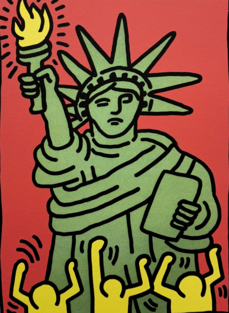 Keith Haring - Liberty x/150 - signováno, limitovaná edice s certifikátem, 50x70 cm