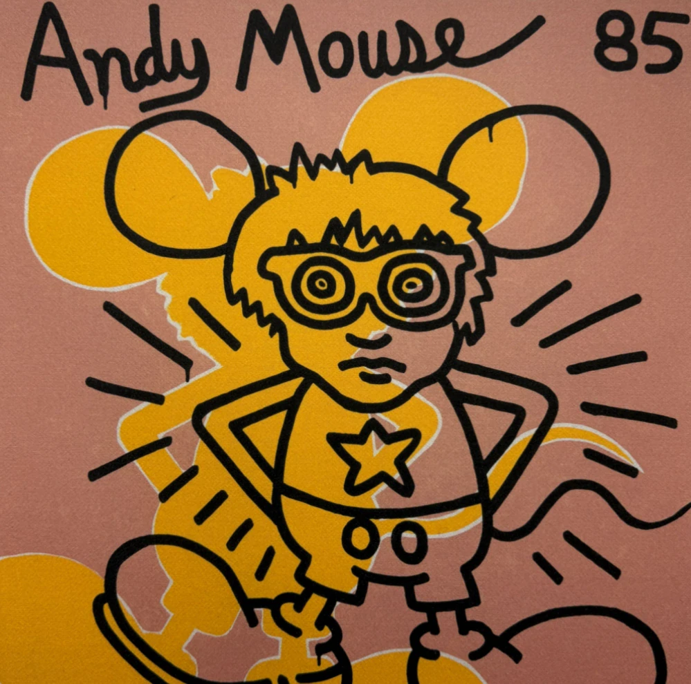 Keith Haring - Andy Mouse lll x/150 - signováno, limitovaná edice s certifikátem, 50x70 cm