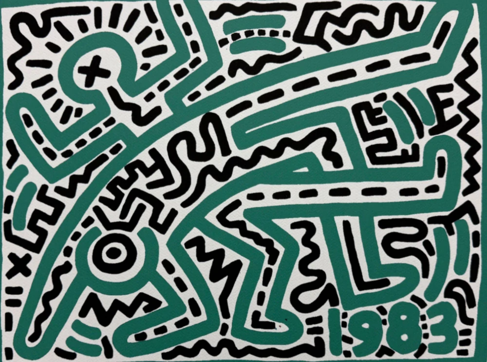 Keith Haring - 1983 x/150 - signováno, limitovaná edice s certifikátem, 70x50 cm