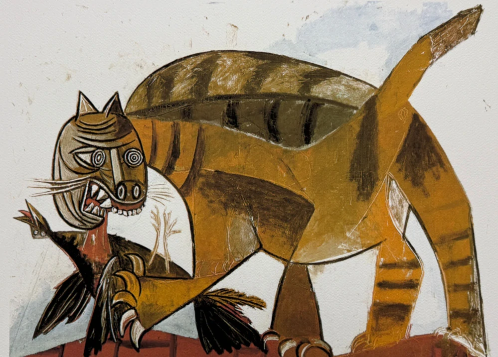 Pablo Picasso - Cat Seizing a Bird 62/200 - signováno, s certifikátem, 70x50 cm