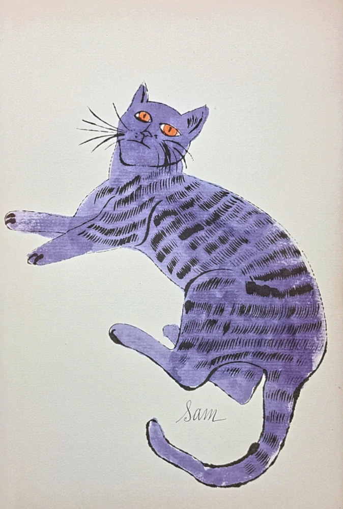 Andy Warhol - Cat Sam - světle modrý ležící x/100 - edice Leo Castelli s certifikátem