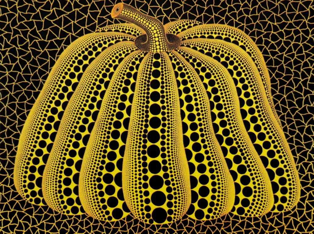 Yayoi Kusama - Yellow pumpkin on black III x/500 - signováno, číslovaná edice, 65x50 cm