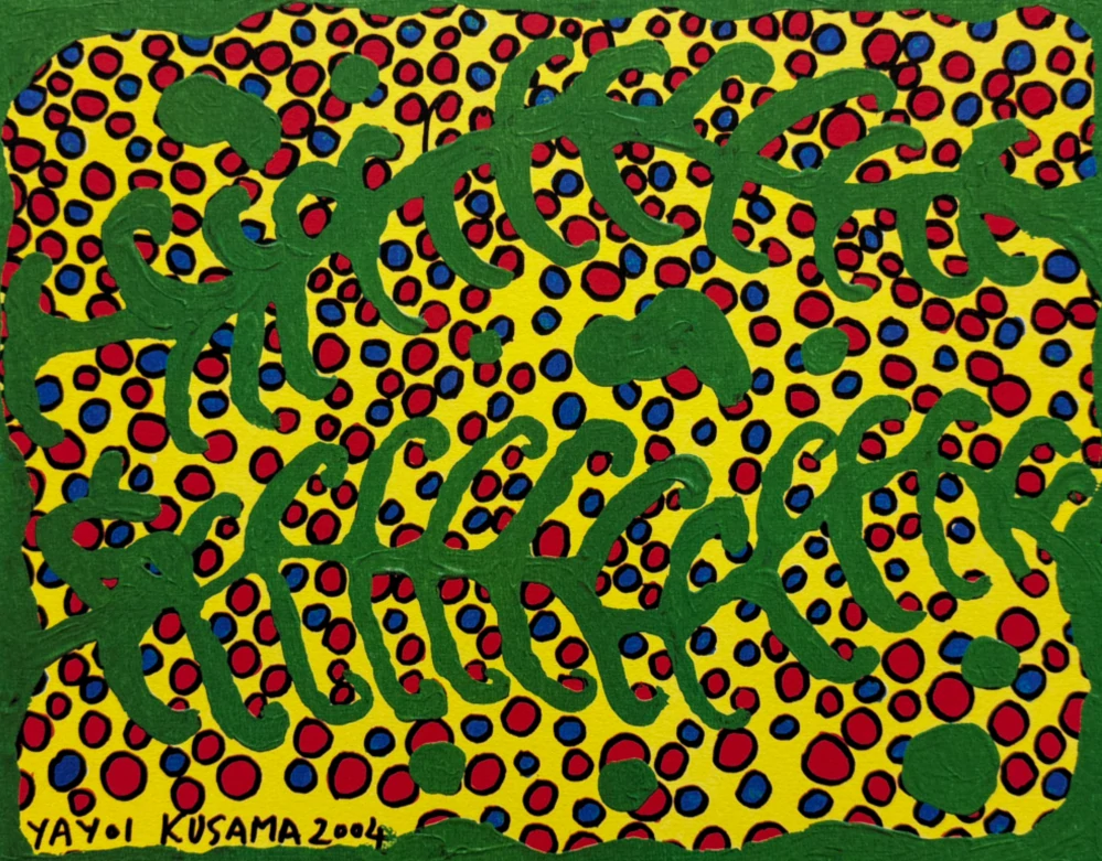 Yayoi Kusama - Green Lines and Dots x/500 - signováno, číslovaná edice, 65x50 cm