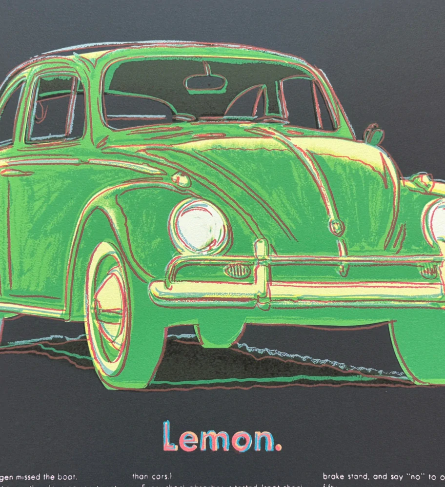 Andy Warhol - Lemon Volkswagen x/2400 - 60x60cm, limitovaná edice CMOA s certifikátem