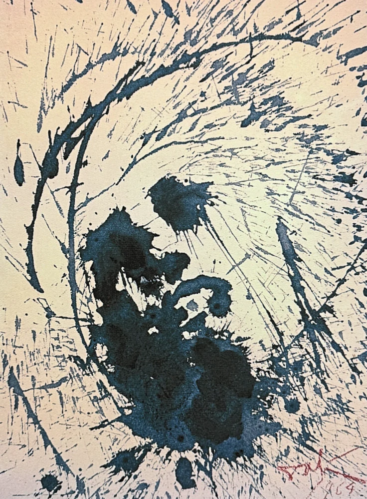 Salvador Dalí - Abstract Blue Composition - signováno, limitovaná edice, 50x66cm