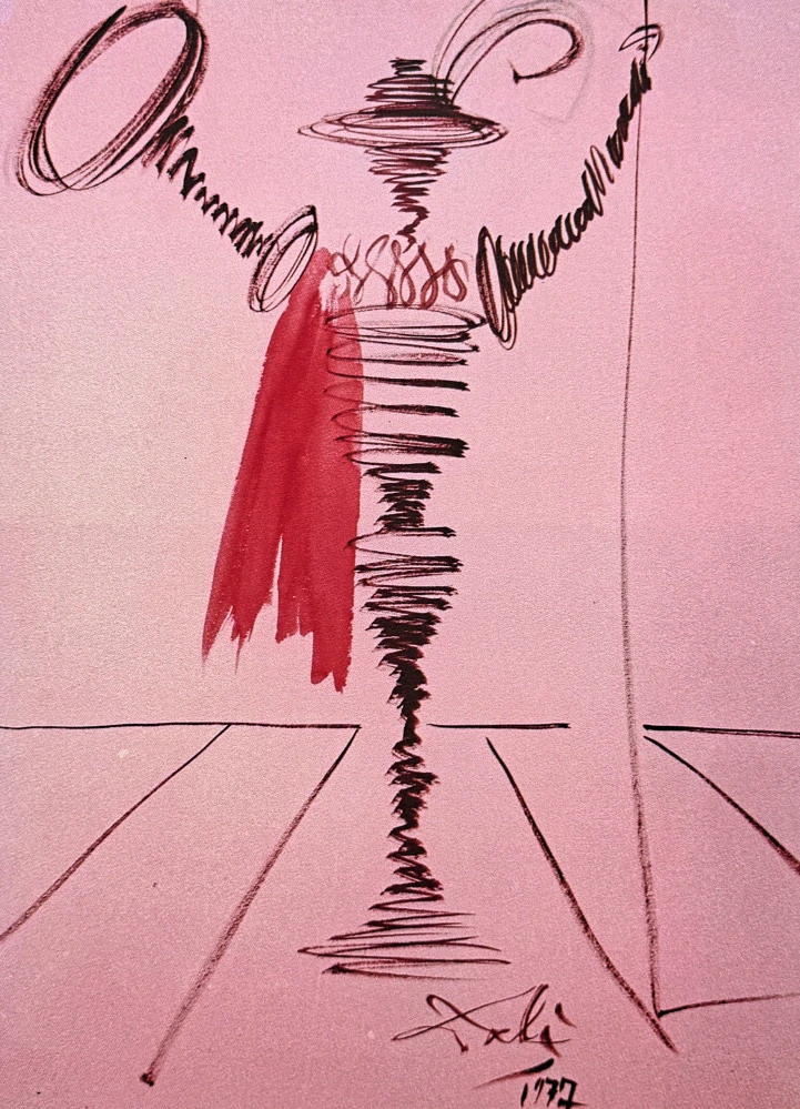 Salvador Dalí - Surrealist Figure in Red - signováno, limitovaná edice, 50x66cm