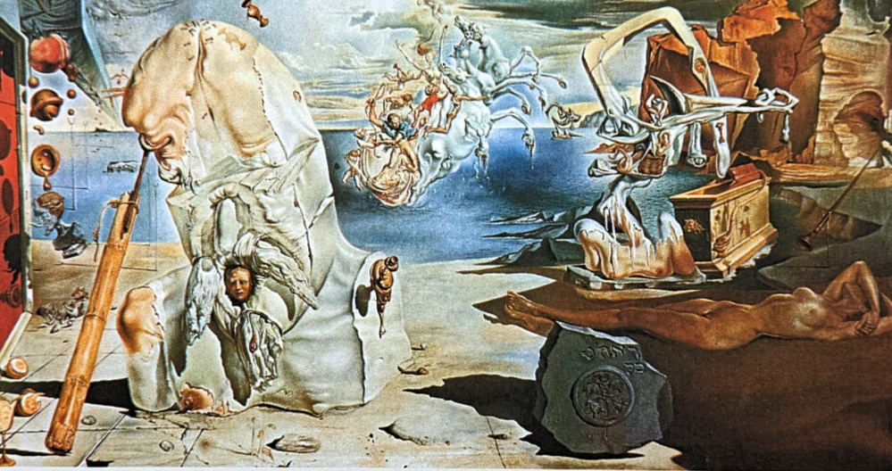 Salvador Dalí - Surreal Landscape with Figures - signováno, limitovaná edice, 66x50cm