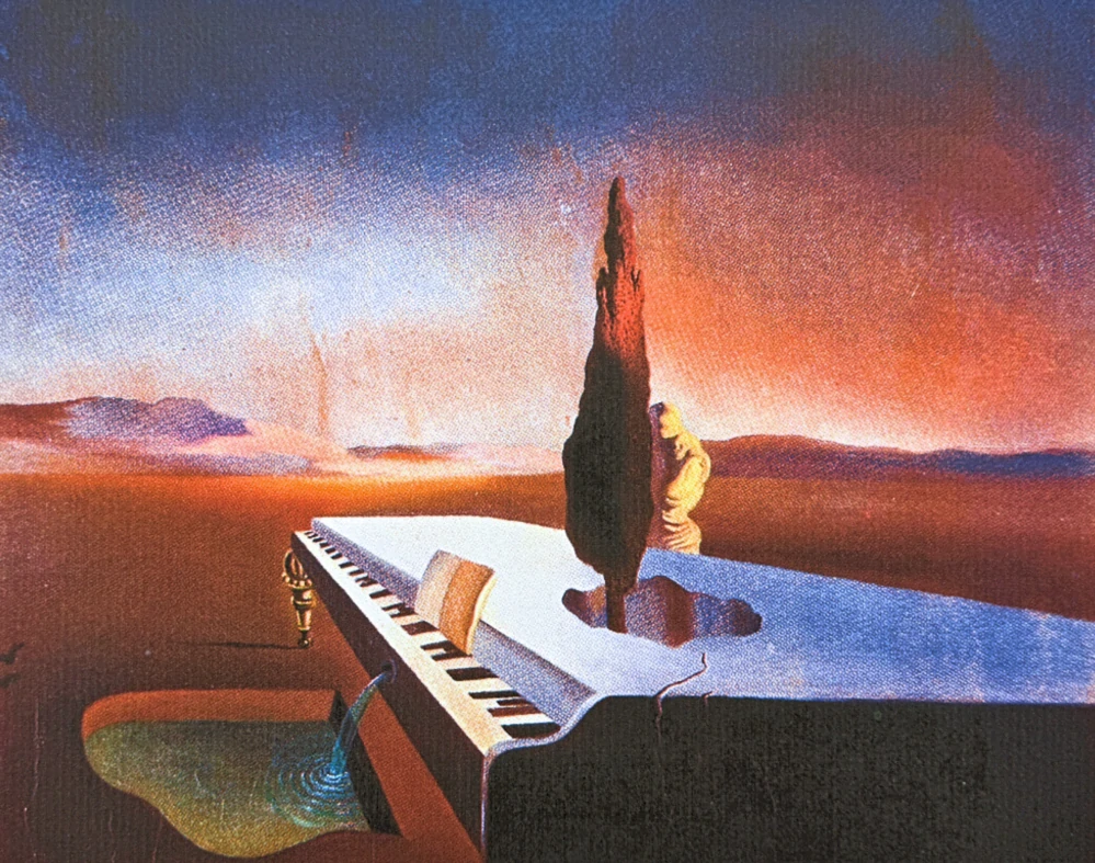 Salvador Dalí - Surrealist Piano in the Desert - signováno, limitovaná edice, 66x50cm