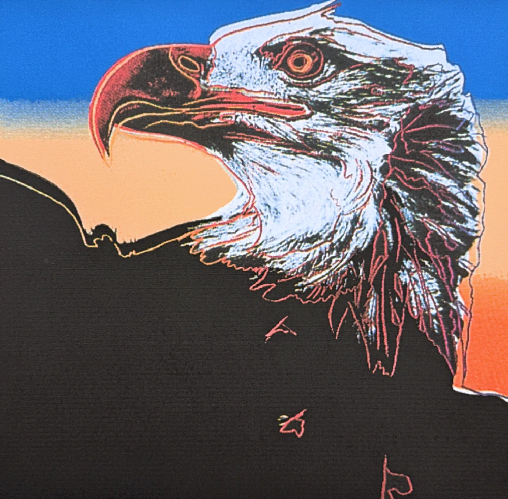 Andy Warhol - Bald Eagle modro-oranžový x/100 edice Leo Castelli s certifikátem