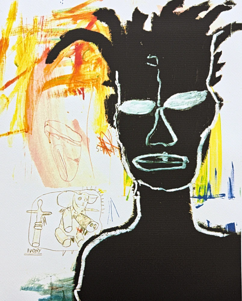 Jean-Michel Basquiat - Black Head with Ivory Sketches x/300 - limitovaná edice, signováno, 50x70cm