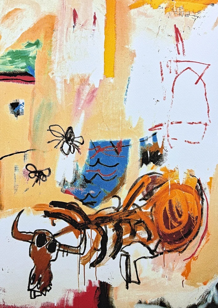 Jean-Michel Basquiat - Bull Orange Sun and Blue Waves x/300 - limitovaná edice, signováno, 50x70cm
