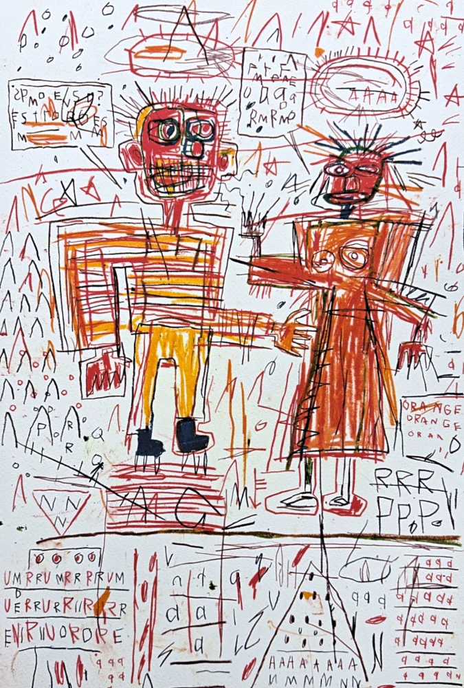 Jean-Michel Basquiat - Two Figures in Orange and Red x/300 - limitovaná edice, signováno, 50x70cm 
