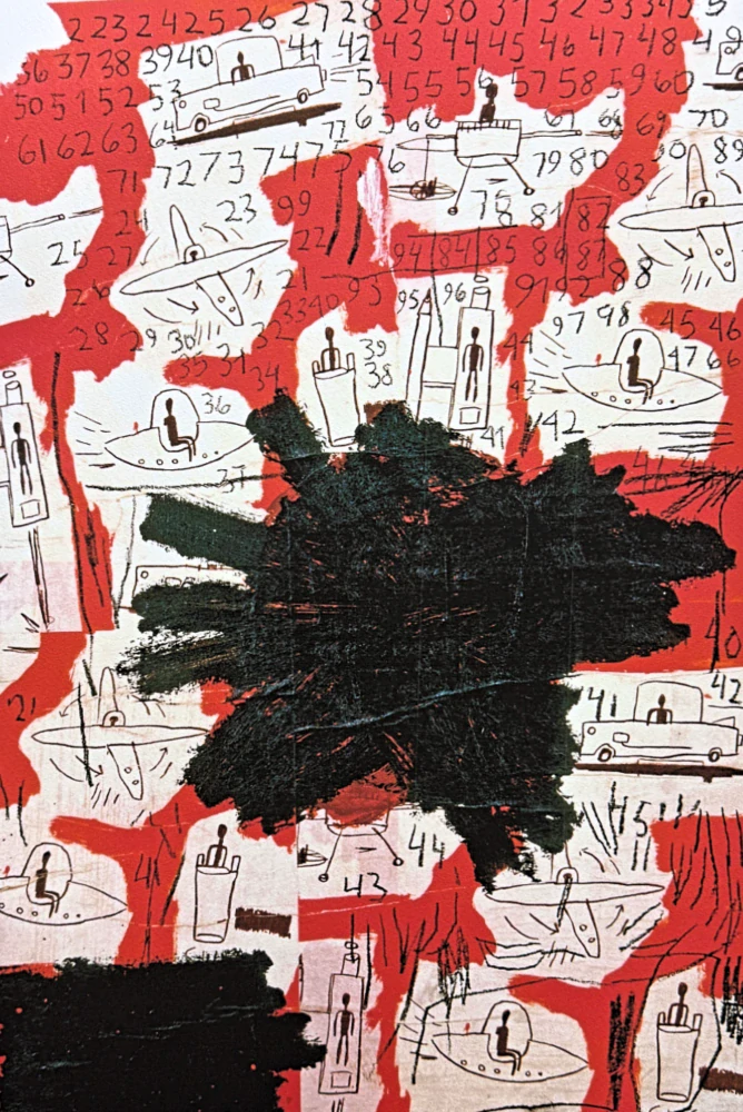 Jean-Michel Basquiat - Red and Black with Numbers and Boats - x/300 - limitovaná edice, signováno, 50x70cm