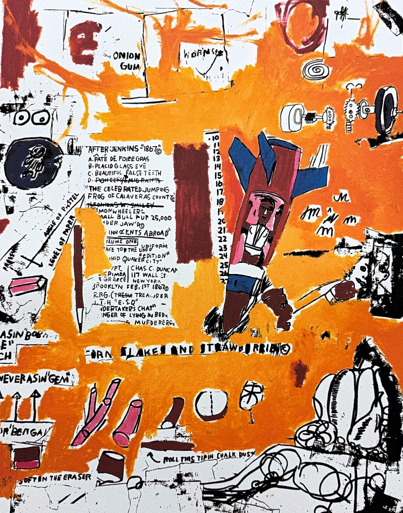 Jean-Michel Basquiat - Orange Composition with Crowned Figure - x/300 - limitovaná edice, signováno, 50x70cm