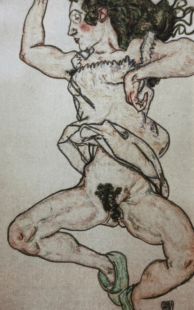 Egon Schiele - Dancing Female Nude with Raised Arms - x/200 - limitovaná edice, s certifikátem, 50x70 cm