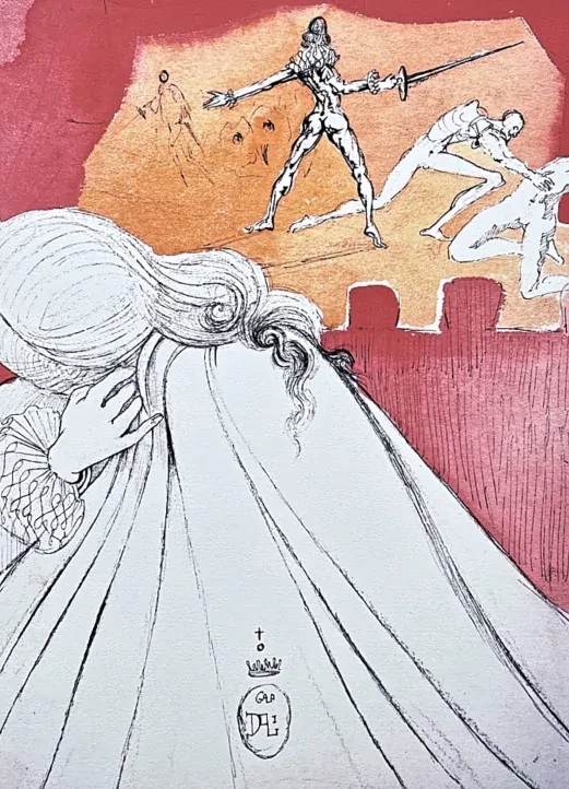 Salvador Dalí - Hamlet stabs Polonius - signováno, limitovaná edice, 50x66cm