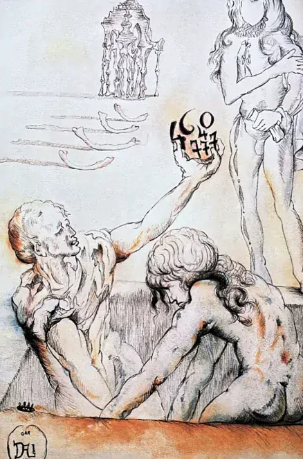 Salvador Dalí - Les deux paysans dans la fosse -  signováno, limitovaná edice, 50x66cm