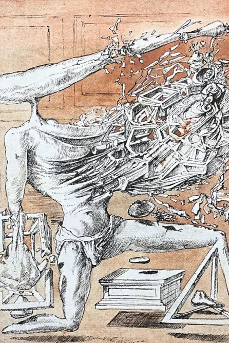 Salvador Dalí - Kneeling figure in decompotision - signováno, limitovaná edice, 50x66cm