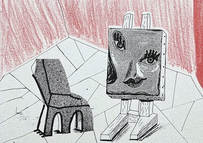 David Hockney - Celia with Chair 47/200 - limitovaná edice, s certifikátem, 35x50 cm
