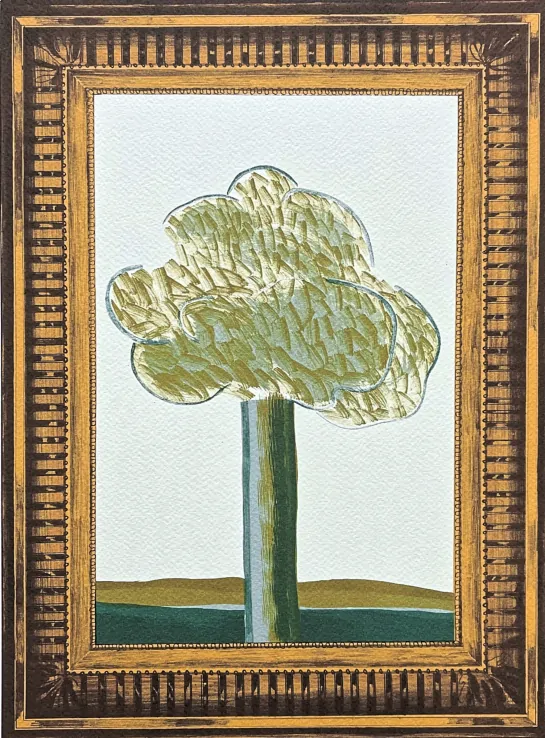 David Hockney - A Picture of a Landscape in an elaborate Gold Frame 138/200 - limitovaná edice, s certifikátem, 35x50 cm