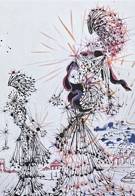 Salvador Dalí - Composition - Two Women - signováno, limitovaná edice, 50x66cm
